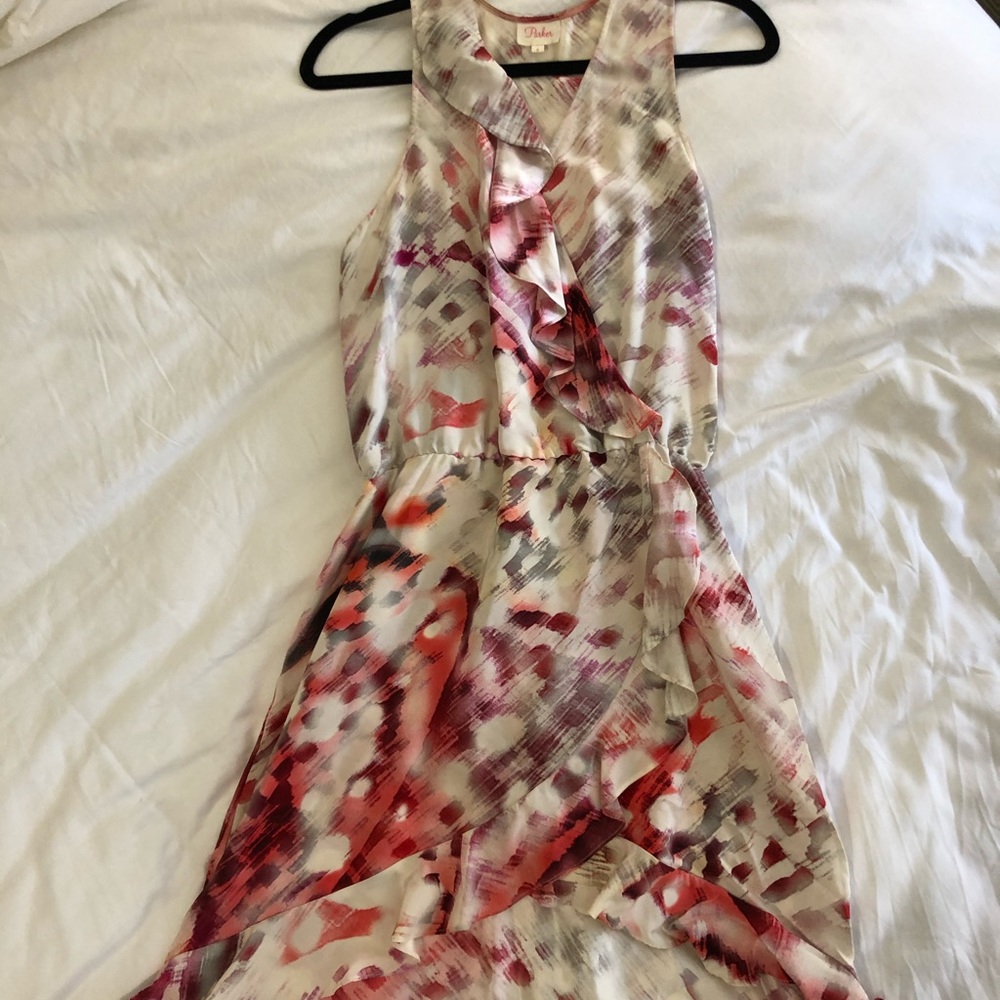 PARKER Pink Ruffle High/Low Dress - Picture 3 of 4